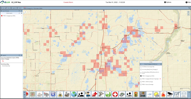 Gridmetrics Outage Information on DLAN GIS Map